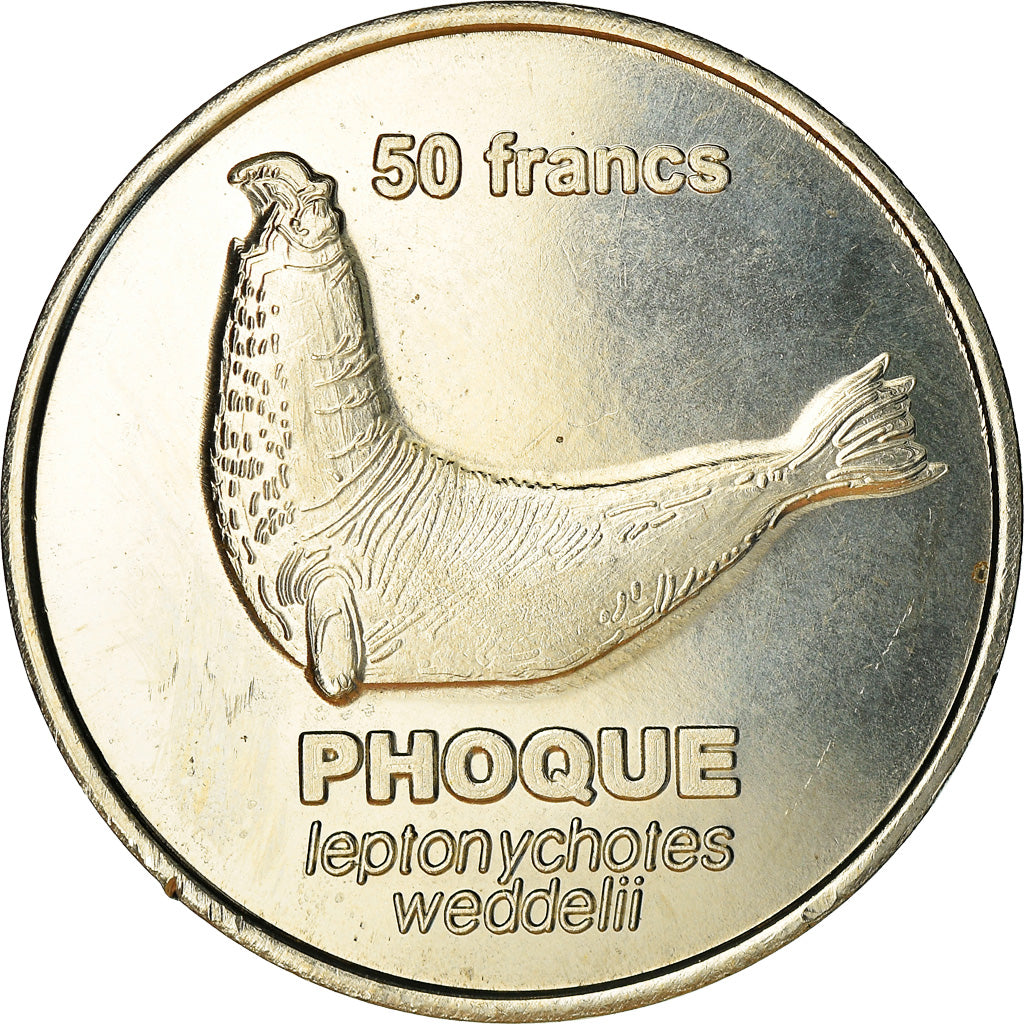 French Southern and Antartic Land, 50 Francs, Phoque, 2011, MS(63), Cupro-nickel