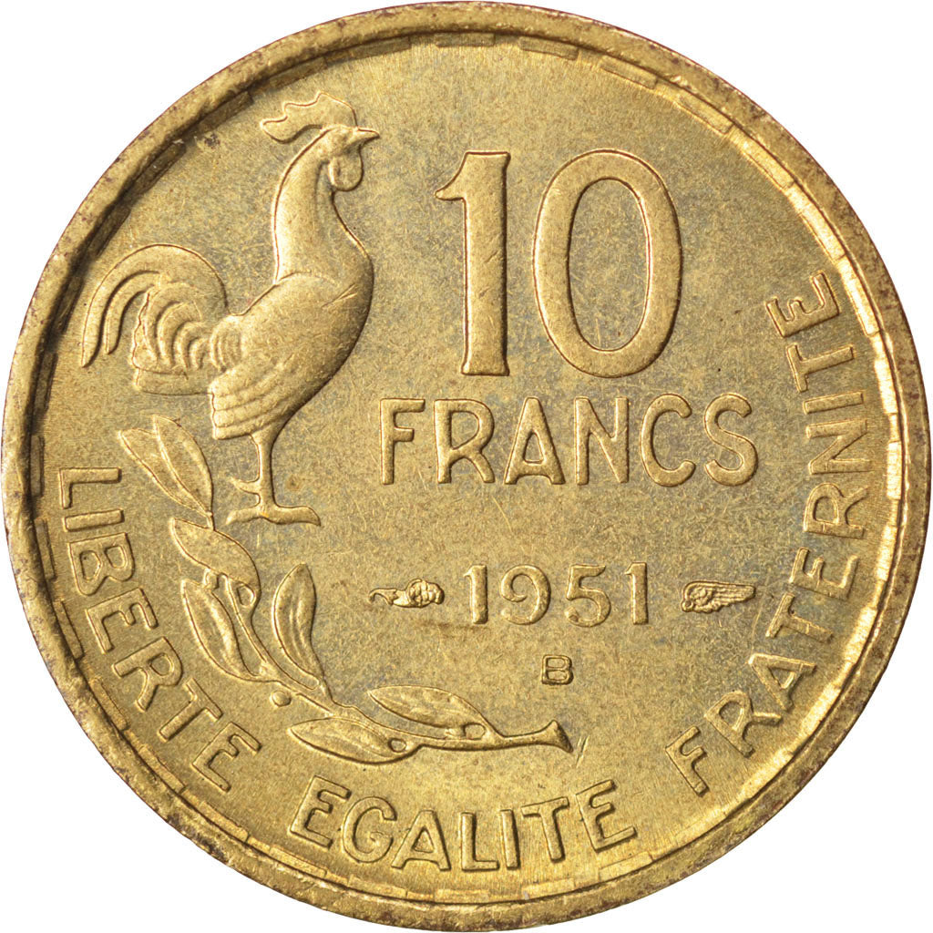 Coin, France, Guiraud, 10 Francs, 1951, Beaumont le Roger, MS(60-62)
