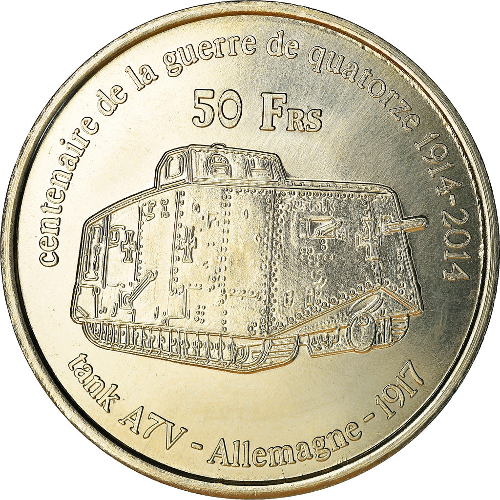 French Southern and Antartic Land, 50 Francs, Tank 2, 2014, MS(63), Cupro-nickel
