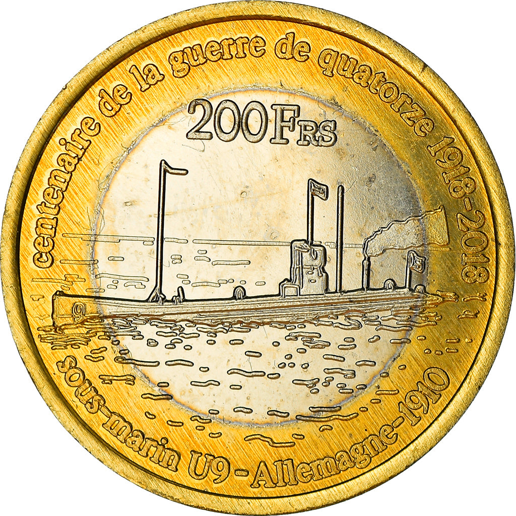 Coin, France, 200 Francs, 2018, Ile Juan Da Nova, MS(63), Bi-Metallic