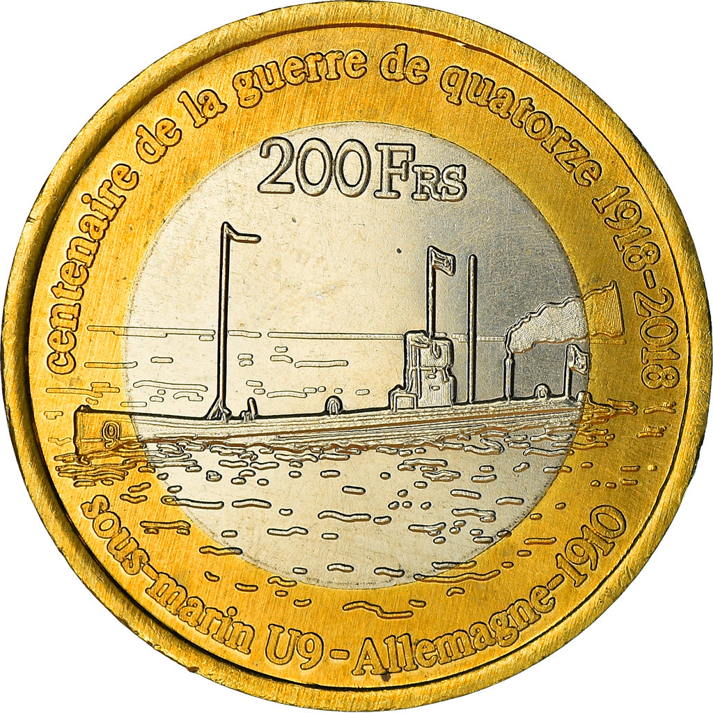 Coin, France, 200 Francs, 2018, Ile Juan Da Nova, MS(63), Bi-Metallic