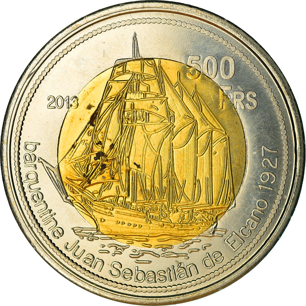 Coin, France, 500 Francs, 2013, Ile Juan Da Nova, MS(63), Bi-Metallic