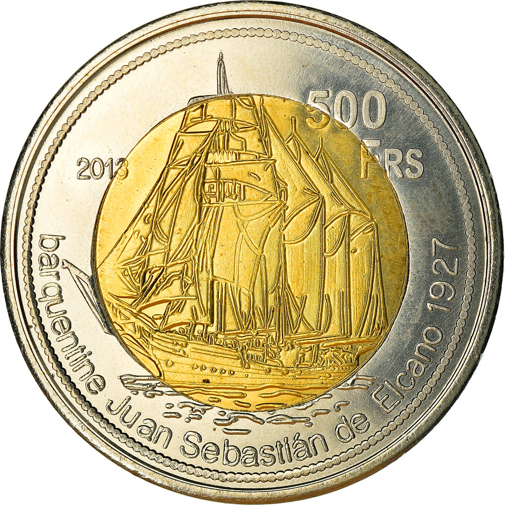 Coin, France, 500 Francs, 2013, Ile Juan Da Nova, MS(63), Bi-Metallic