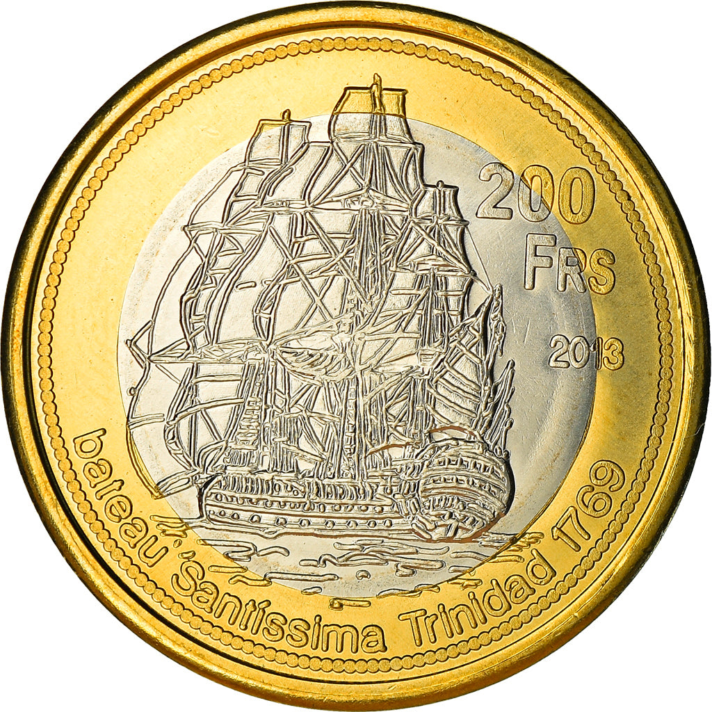 Coin, France, 200 Francs, 2013, Ile Juan Da Nova, MS(63), Bi-Metallic