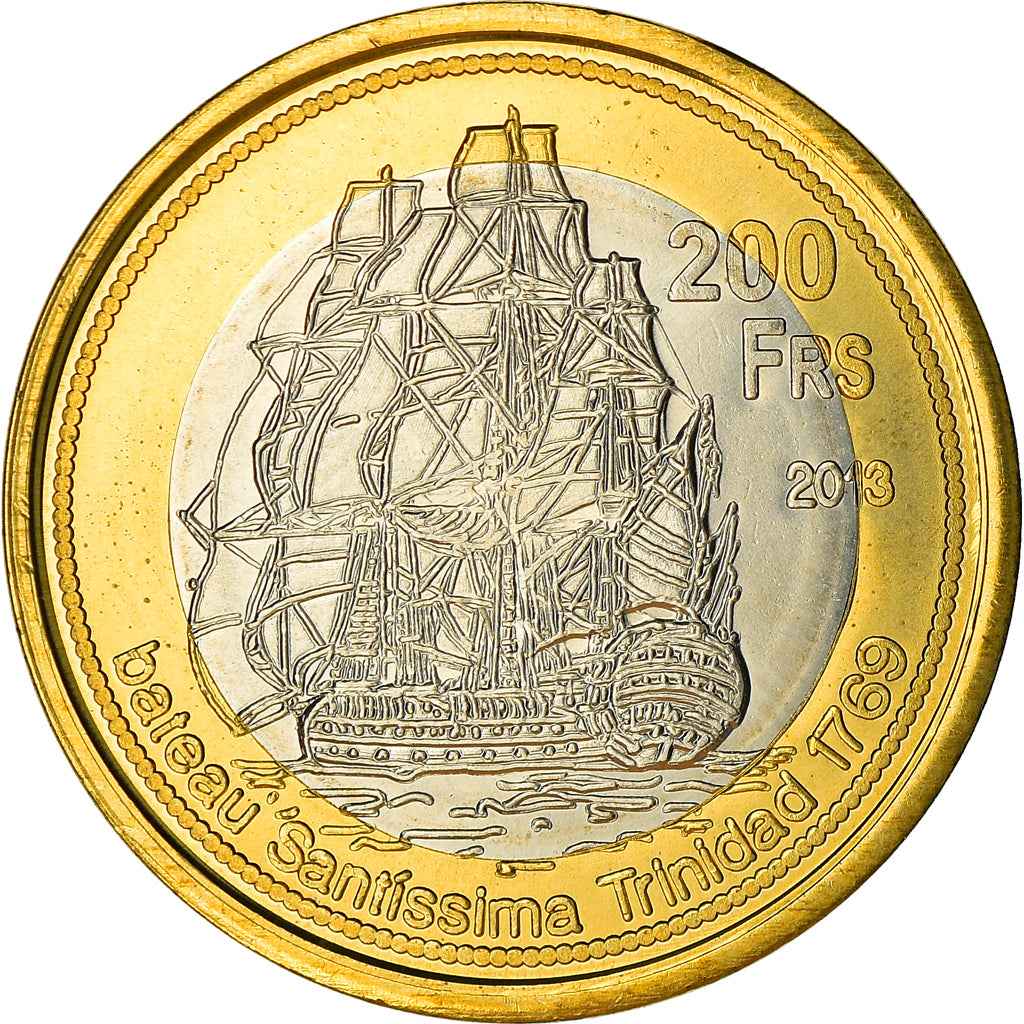 Coin, France, 200 Francs, 2013, Ile Juan Da Nova, MS(63), Bi-Metallic