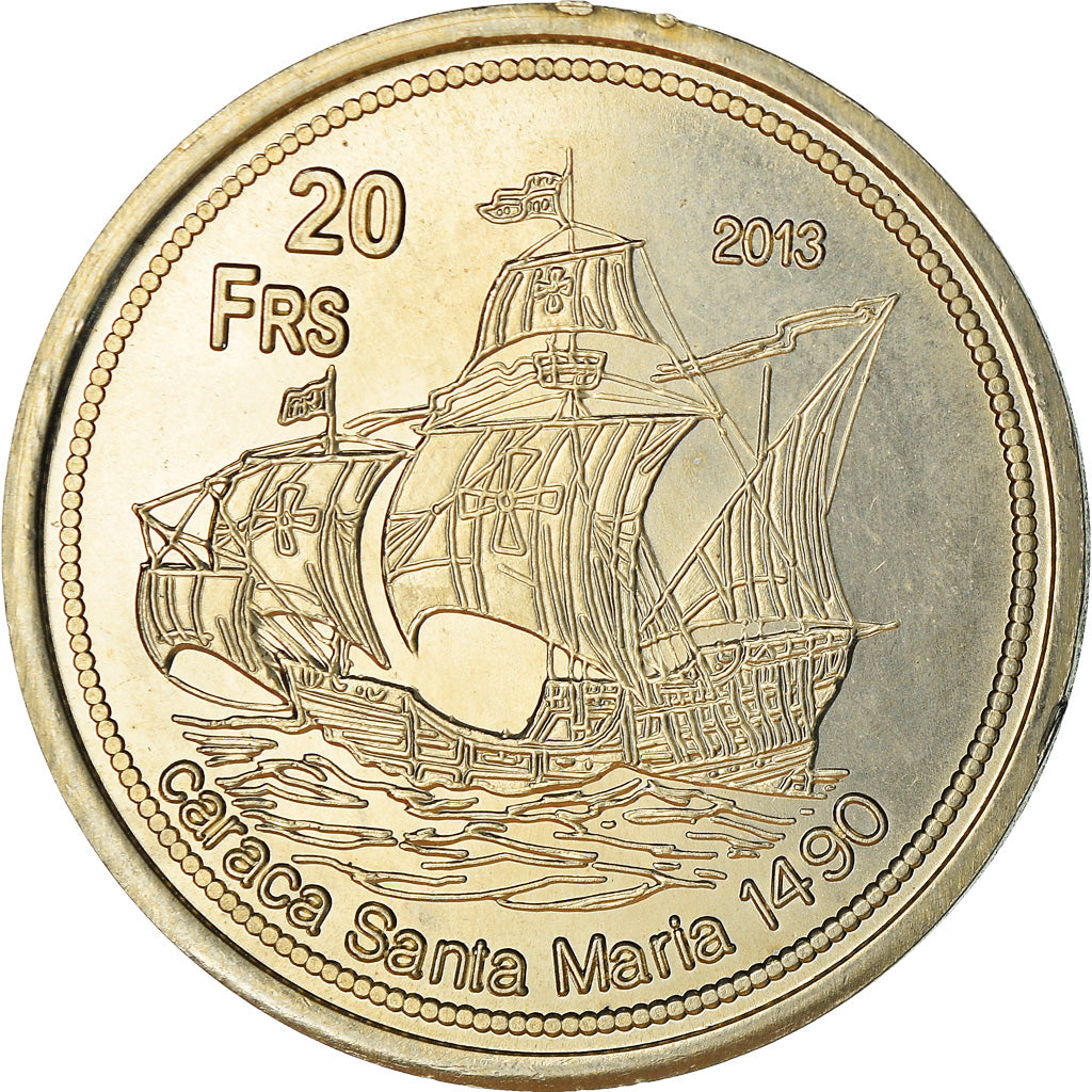 Moneta, Francia, 20 Francs, 2013, Ile Juan Da Nova, SPL, Rame-nichel-alluminio