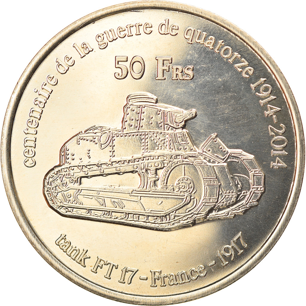 Coin, France, 50 Francs, 2014, Bassas da India, MS(63), Cupro-nickel Aluminium