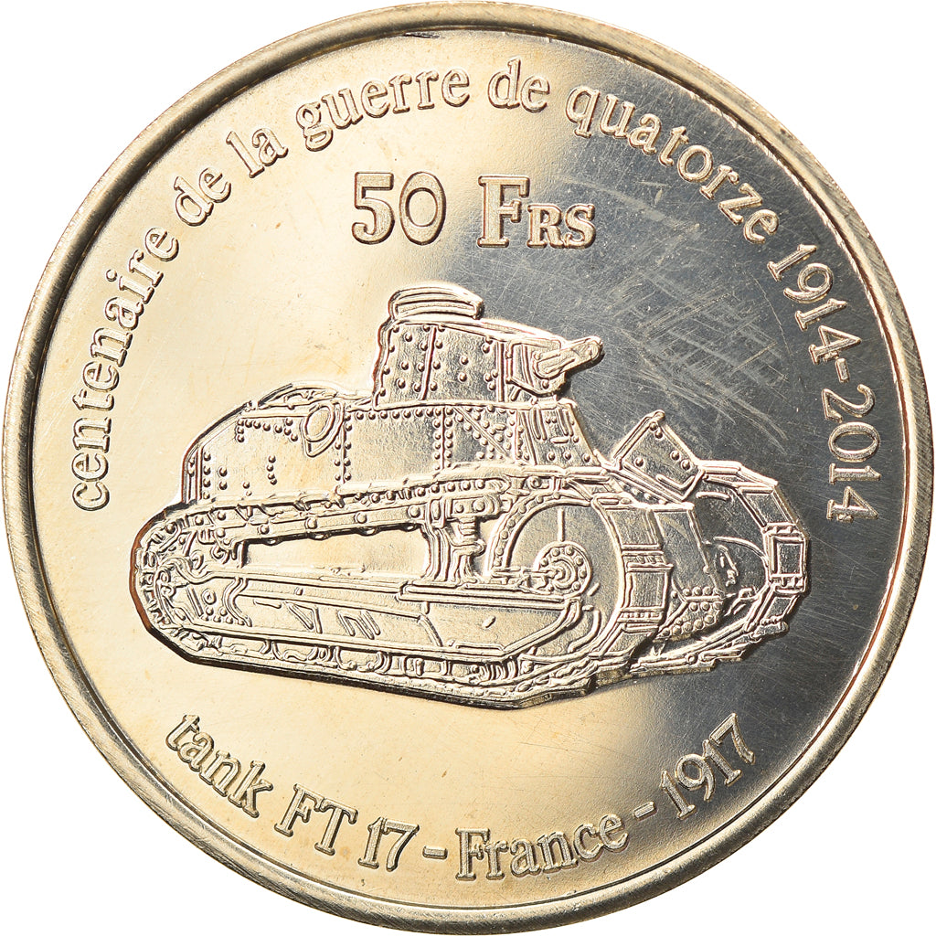 Moeda, França, 50 Francs, 2014, Bassas da India, MS(63), Cuproníquel Alumínio