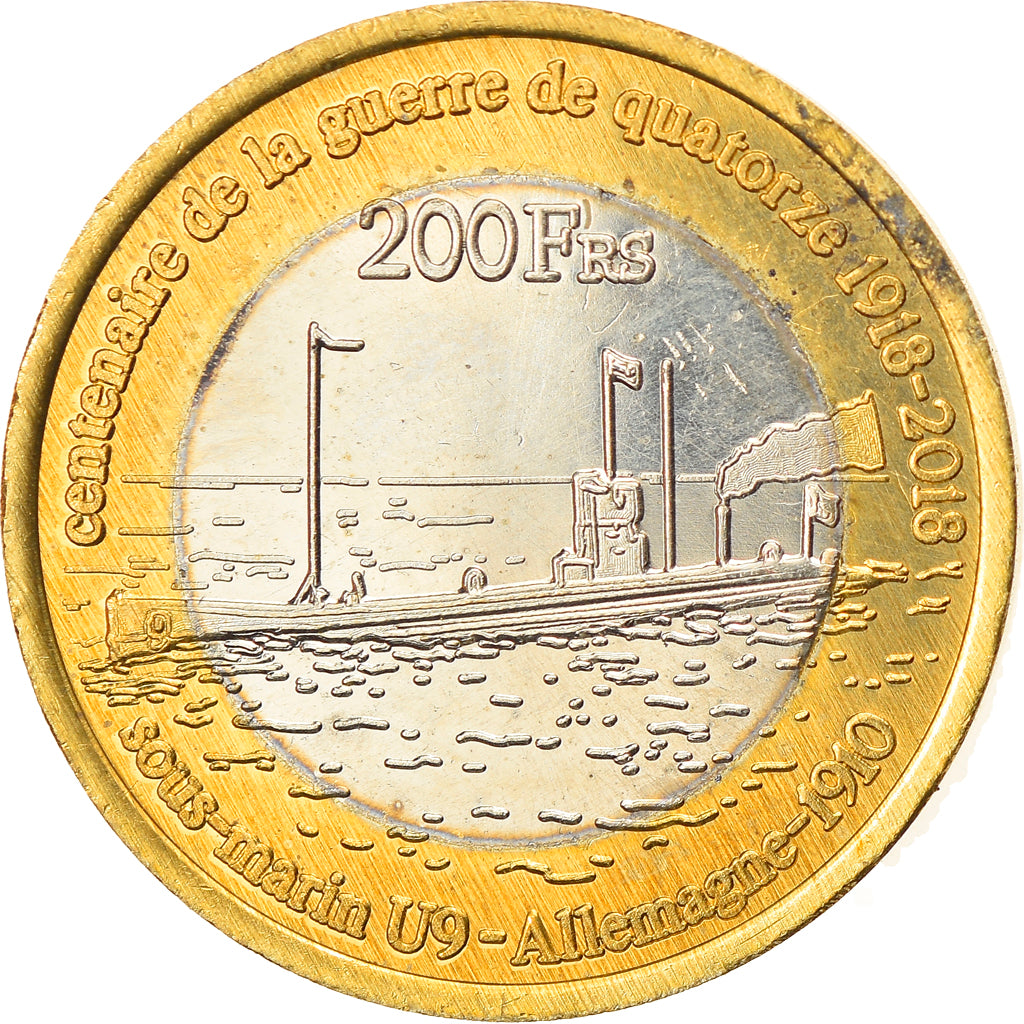Coin, France, 200 Francs, 2018, Bassas da India, MS(63), Bi-Metallic