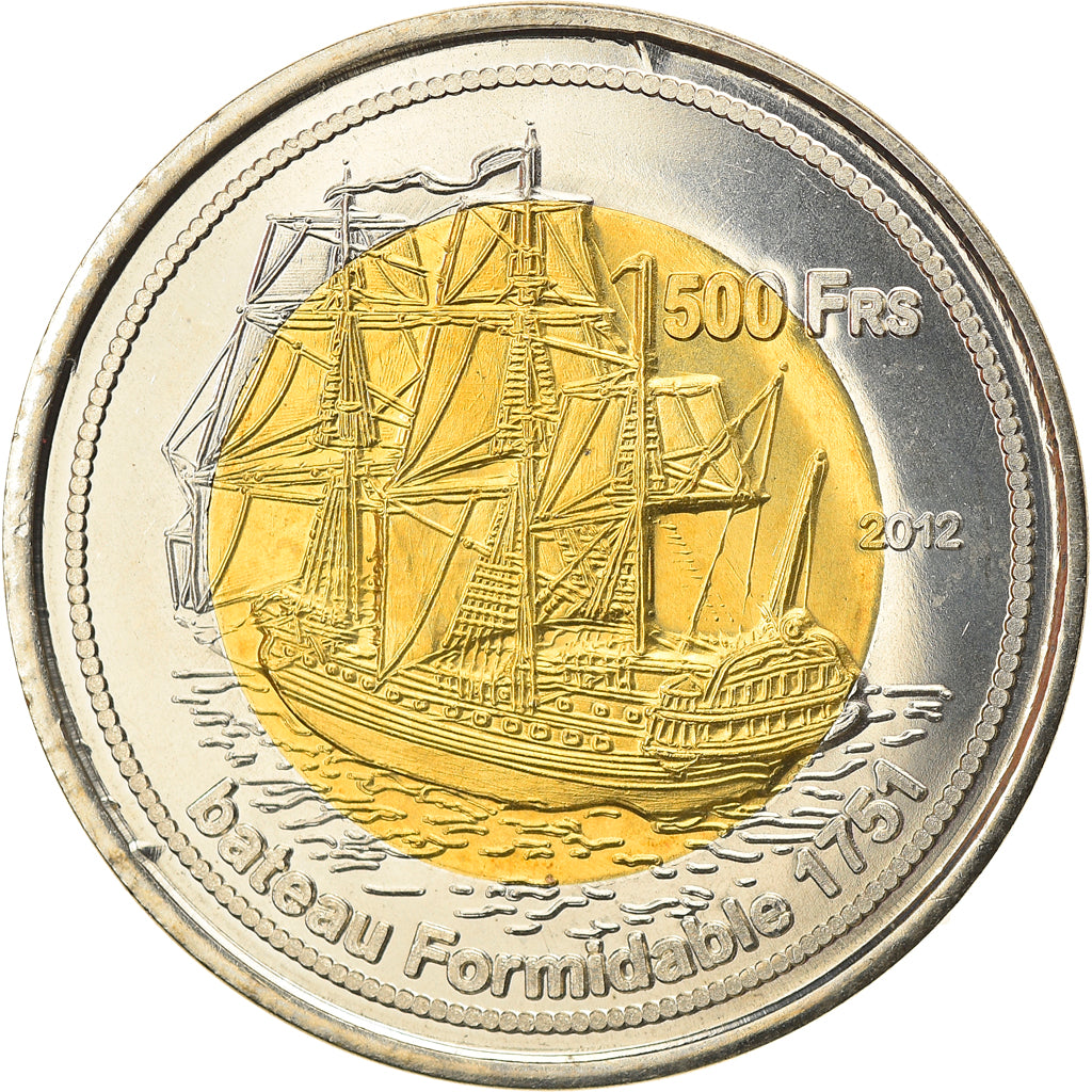 Coin, France, 500 Francs, 2012, Bassas da India, MS(63), Bi-Metallic
