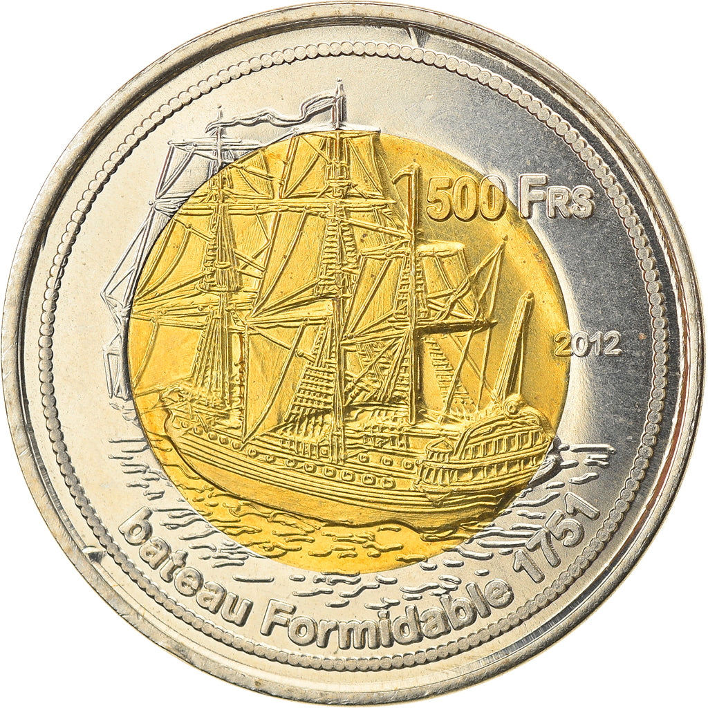 Coin, France, 500 Francs, 2012, Bassas da India, MS(63), Bi-Metallic