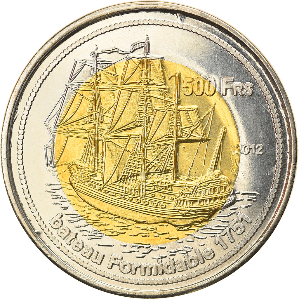 Coin, France, 500 Francs, 2012, Bassas da India, MS(63), Bi-Metallic