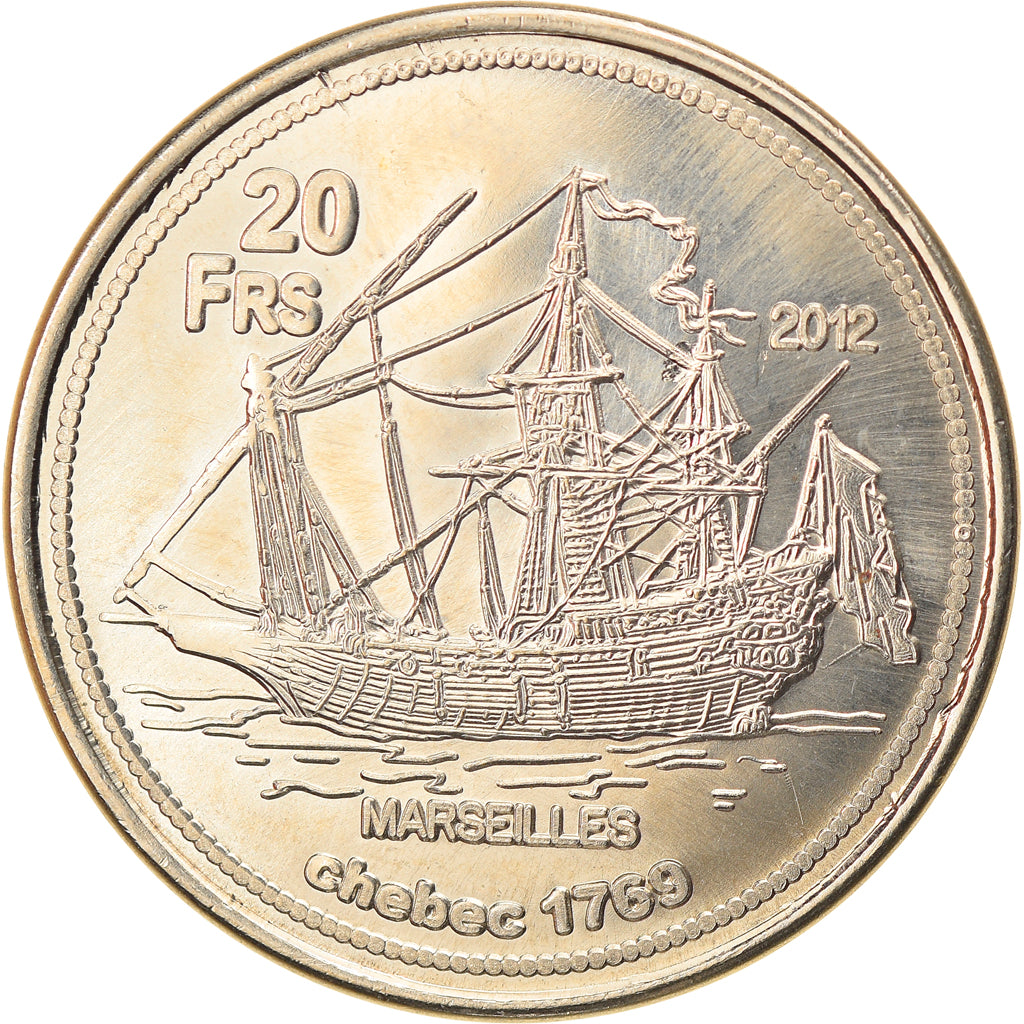 Moneda, Francia, 20 Francs, 2012, Bassas da India, SC, Aluminio y cuproníquel