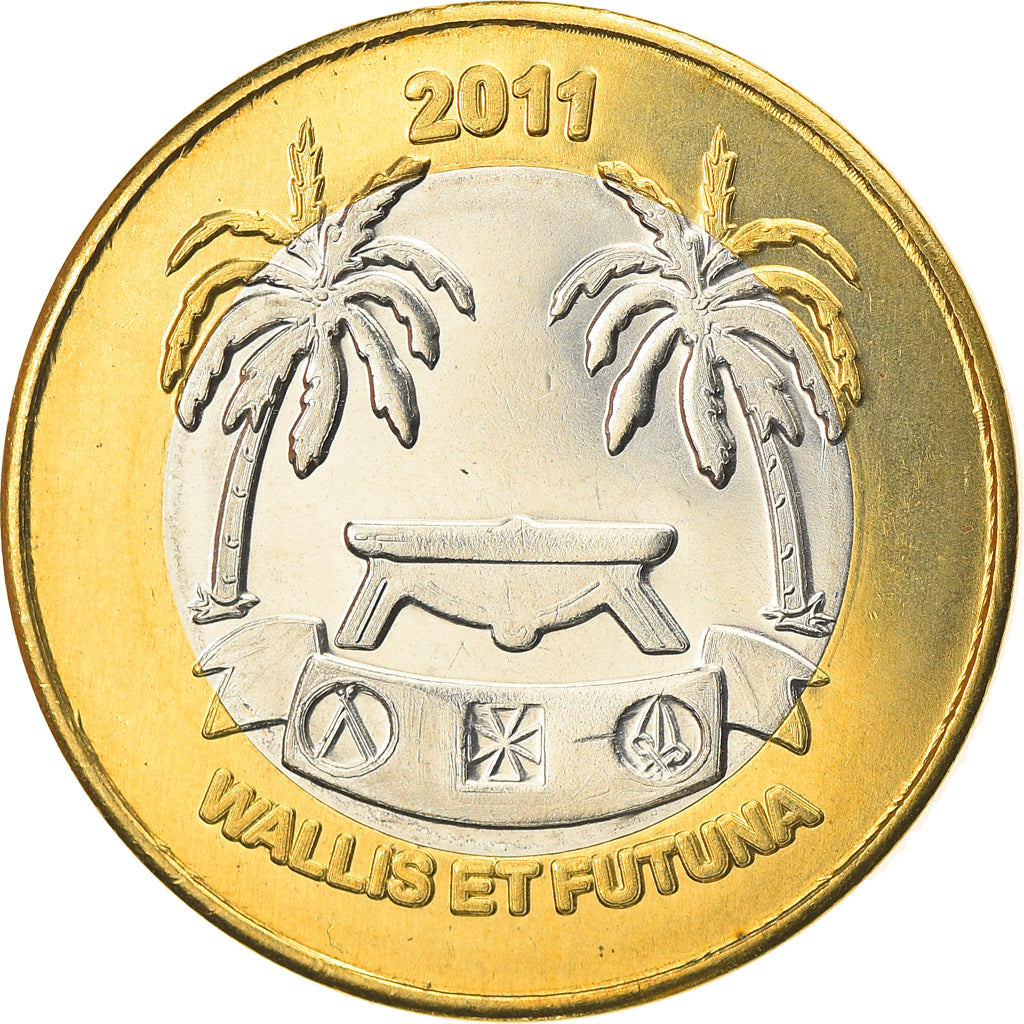 Coin, France, 10 Francs, 2011, Wallis & Futuna, MS(63), Bi-Metallic