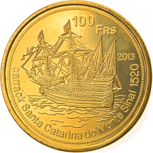 Moneda, Francia, 100 Francs, 2013, TERRES AUSTRALES FRANÇAISES, SC, Bronce -