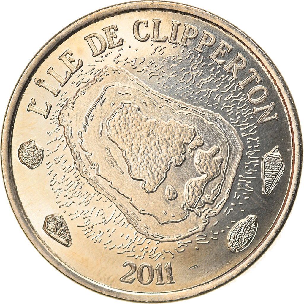 Moeda, França, 20 Francs, 2011, Clipperton, MS(63), Cuproníquel Alumínio