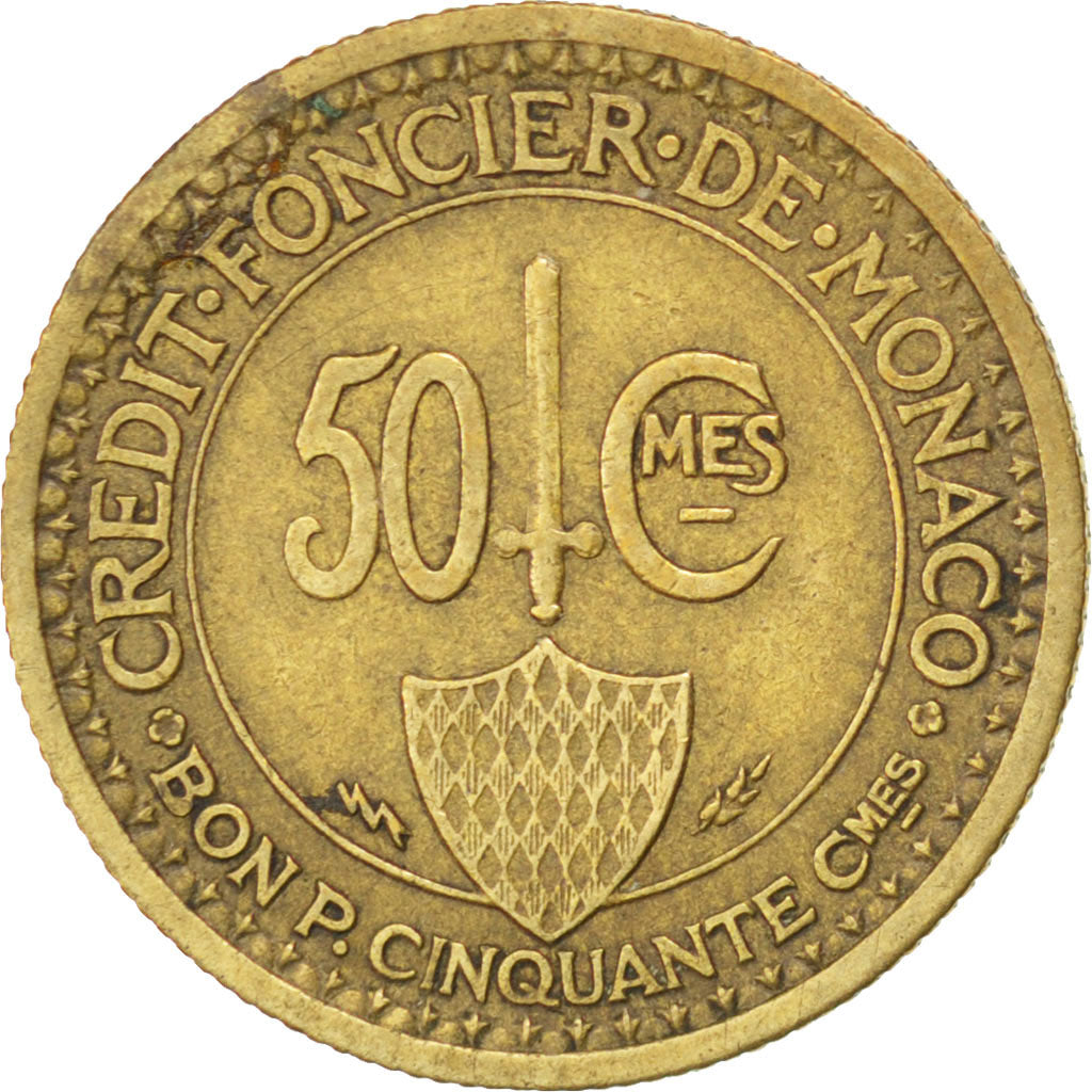 Monaco, Louis II, 50 Centimes 1926 Poissy, KM 113