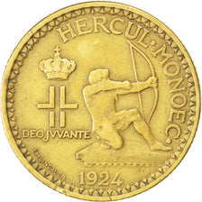 MONACO, 2 Francs, 1924, Poissy, KM #112, VF(30-35), Aluminum-Bronze, 27,...