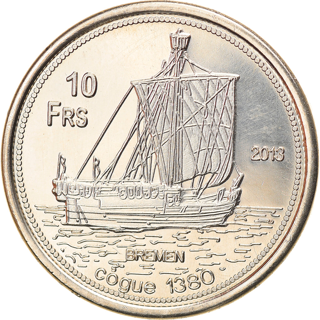 Coin, France, 10 Francs, 2013, Tromelin, MS(63), Cupro-nickel Aluminium