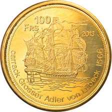 Moeda, França, 100 Francs, 2013, Tromelin, MS(63), Bronze-Alumínio
