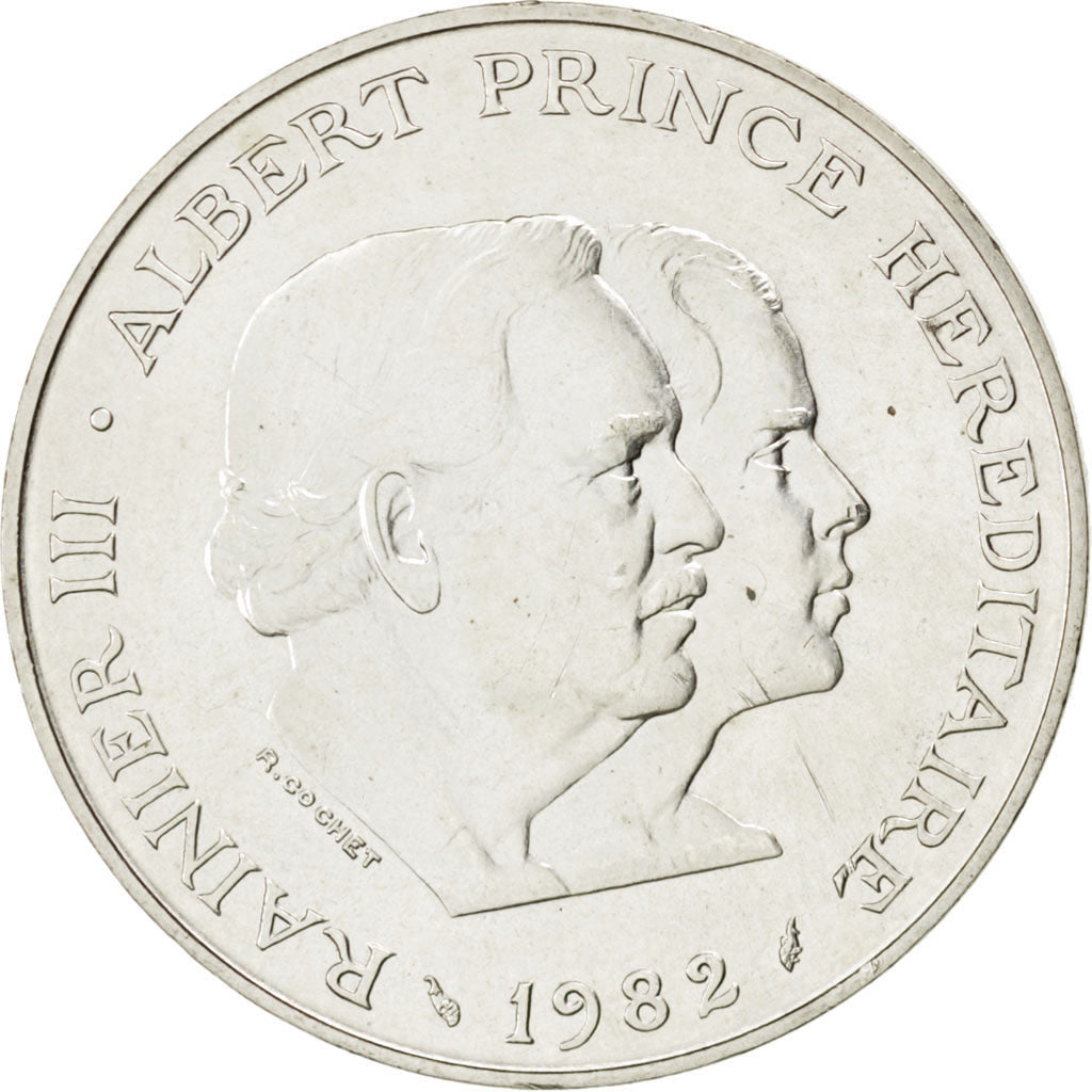 MONACO, 100 Francs, 1982, KM #161, AU(50-53), Silver, Gadoury #163, 14.97
