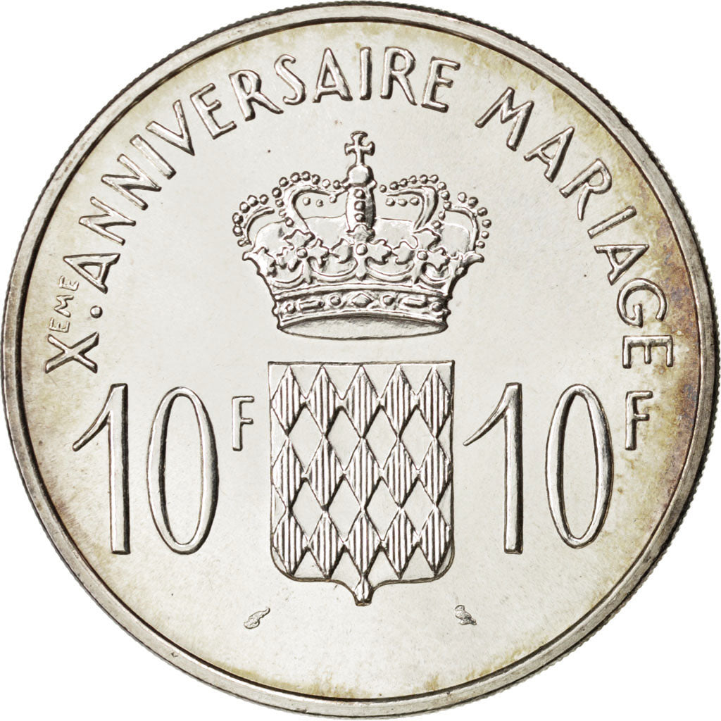MONACO, 10 Francs, 1966, KM #M1, MS(63), Silver, 37, Gadoury #154, 25.03