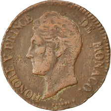 MONACO, 5 Centimes, Cinq, 1837, Monaco, KM #95.2, VF(20-25), Cast Brass,...