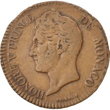 Coin, Monaco, Honore V, 5 Centimes, Cinq, 1837, Monaco, VF(30-35), Cast Brass