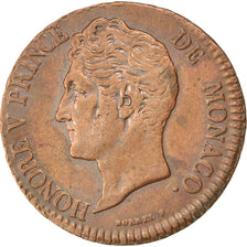 Coin, Monaco, Honore V, 5 Centimes, Cinq, 1837, Monaco, AU(50-53), Cast Brass