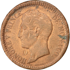 MONACO, Decime, 1838, Monaco, KM #97.1, VF(20-25), Copper, Gadoury #105, 17.63