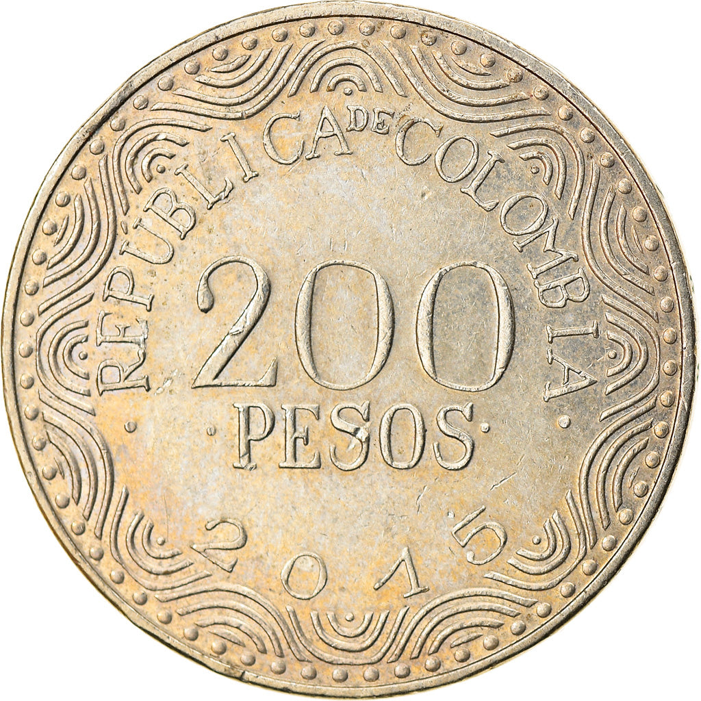 Moneda, Colombia, 200 Pesos, 2015, MBC, Cobre - níquel - cinc, KM:297