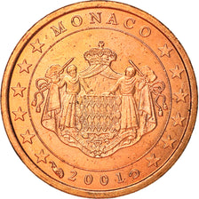 Monaco, Euro Cent, 2001, Paris, MS(63), Copper Plated Steel, KM:167