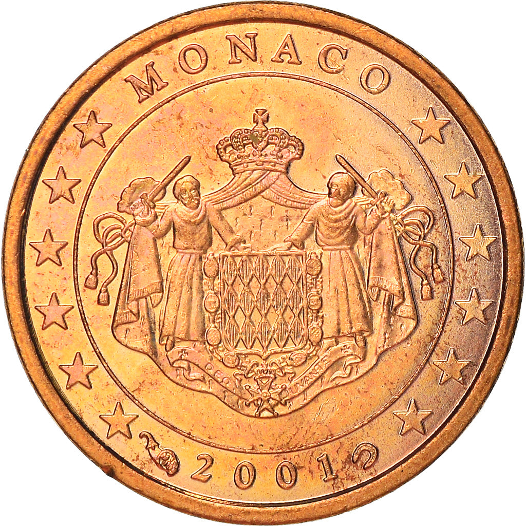 Monaco, Euro Cent, 2001, Paris, MS(63), Copper Plated Steel, KM:167