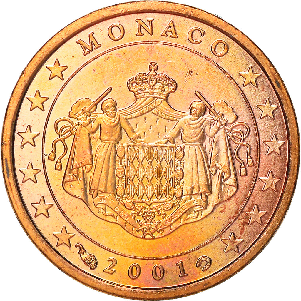 Monaco, Euro Cent, 2001, Paris, UNZ, Copper Plated Steel, KM:167