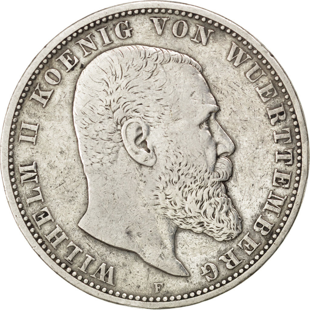 Coin, German States, WURTTEMBERG, Wilhelm II, 5 Mark, 1904, Freudenstadt