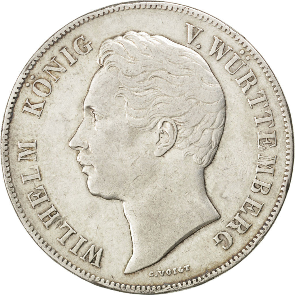 Coin, German States, WURTTEMBERG, Wilhelm I, 2 Gulden, 1847, EF(40-45), Silver