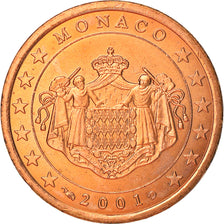 Monaco, 5 Euro Cent, 2001, Paris, UNZ, Copper Plated Steel, KM:169