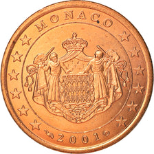 Monaco, 5 Euro Cent, 2001, Paris, MS(63), Copper Plated Steel, KM:169