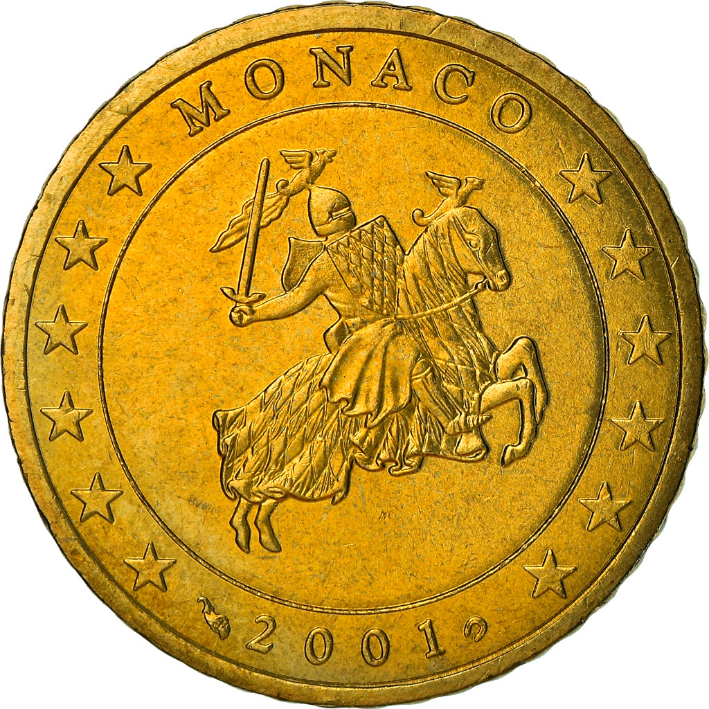 Monaco, 50 Euro Cent, 2001, Paris, MS(63), Brass, KM:172