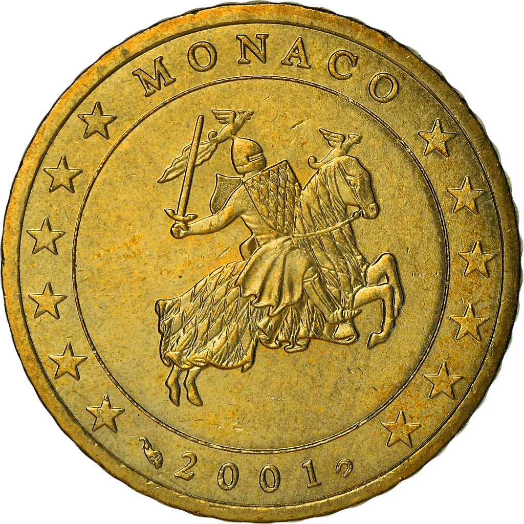 Monaco, 50 Euro Cent, 2001, Paris, MS(63), Brass, KM:172
