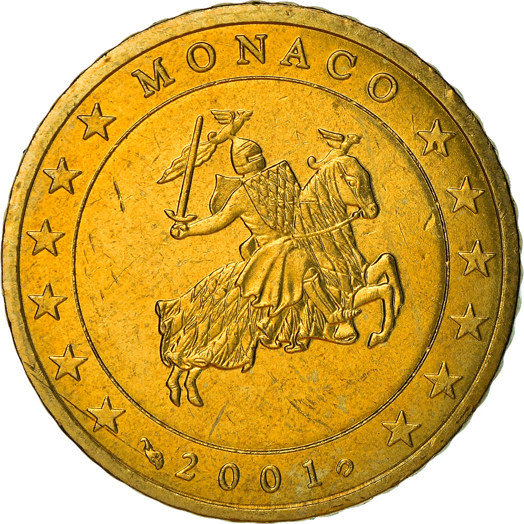 Monaco, 50 Euro Cent, 2001, Paris, UNZ, Messing, KM:172