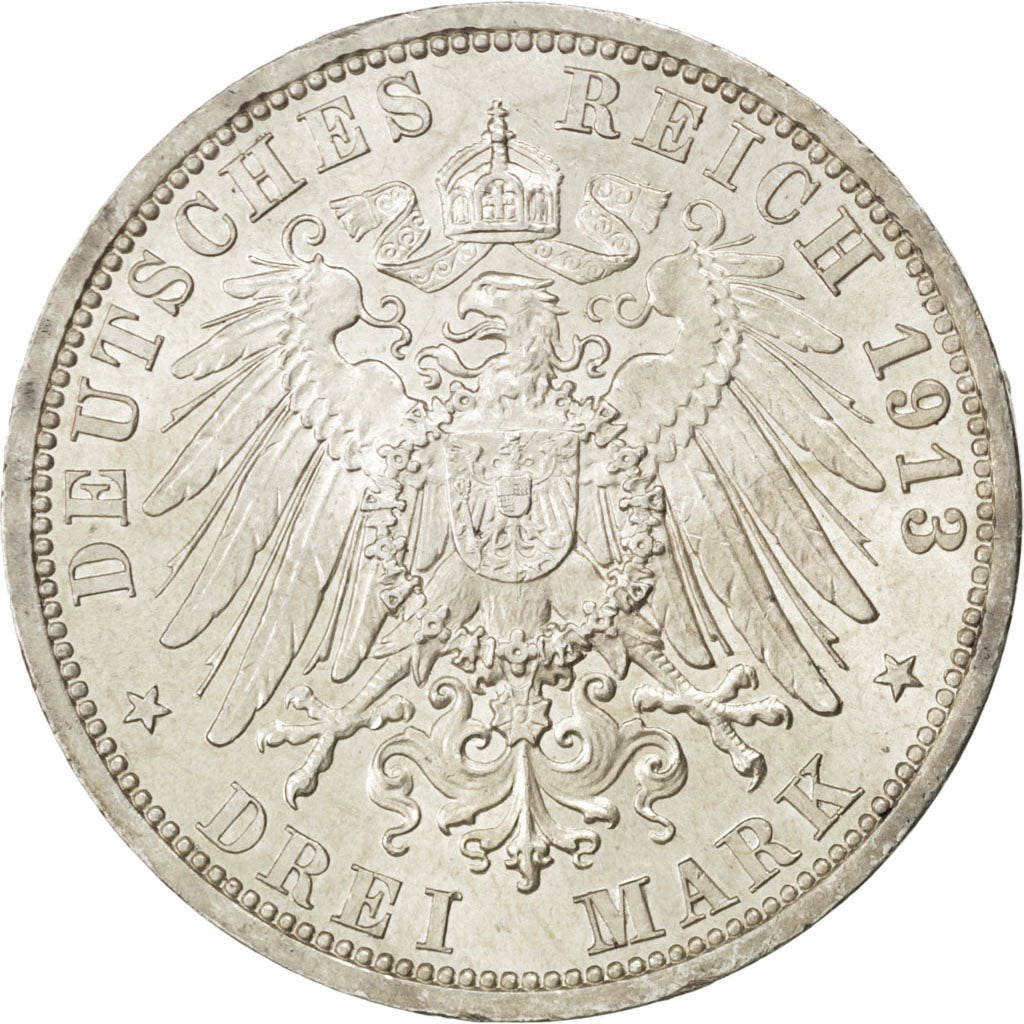 German States, LUBECK, 3 Mark, 1913, KM:215, PCGS MS65