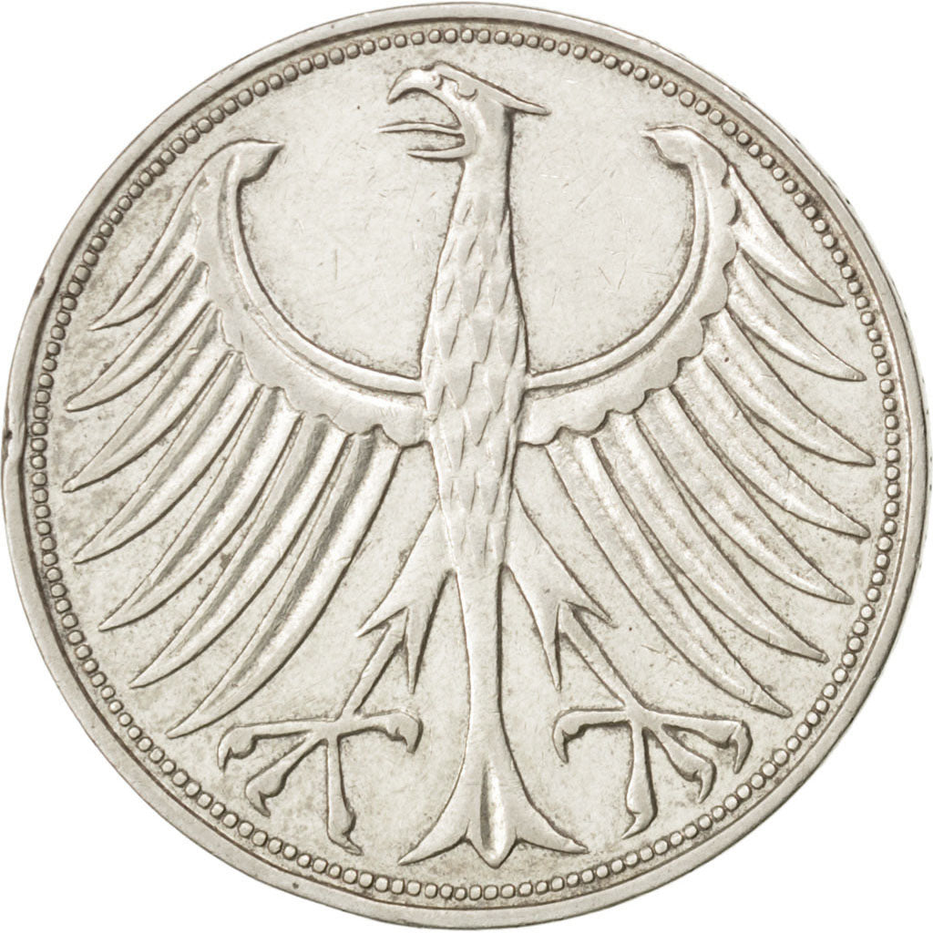 Coin, GERMANY - FEDERAL REPUBLIC, 5 Mark, 1958, Hambourg, EF(40-45), Silver