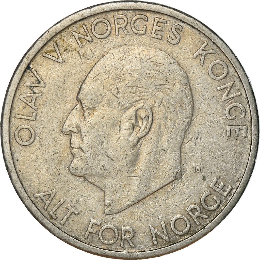 Coin, Norway, Olav V, 5 Kroner, 1969, EF(40-45), Copper-nickel, KM:412