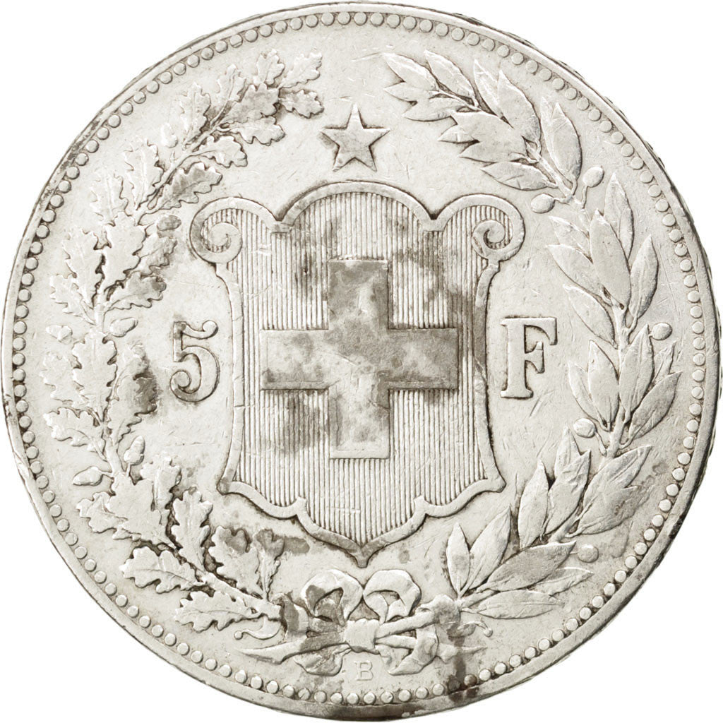 Coin, Switzerland, 5 Francs, 1890, Bern, VF(20-25), Silver, KM:34