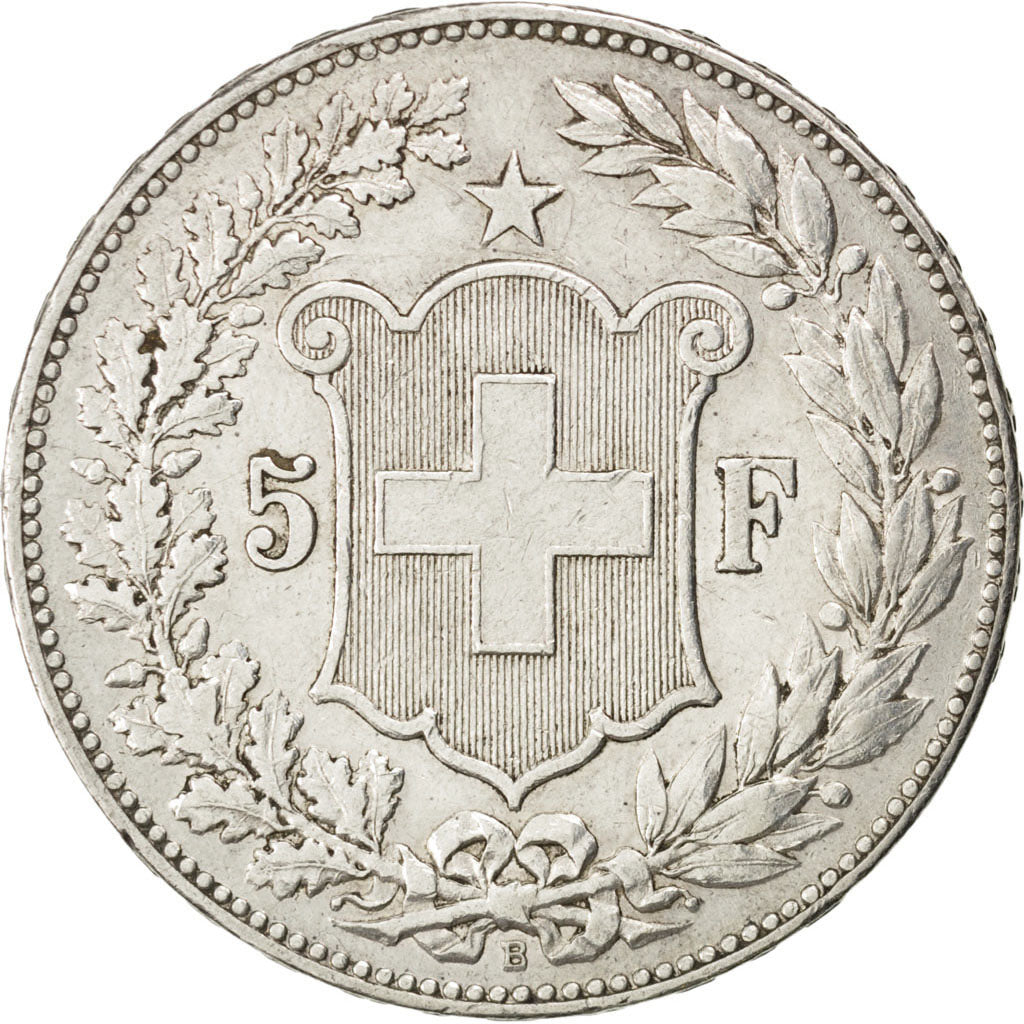 Coin, Switzerland, 5 Francs, 1890, Bern, EF(40-45), Silver, KM:34