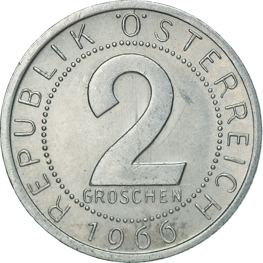 Coin, Austria, 2 Groschen, 1966, AU(50-53), Aluminum, KM:2876
