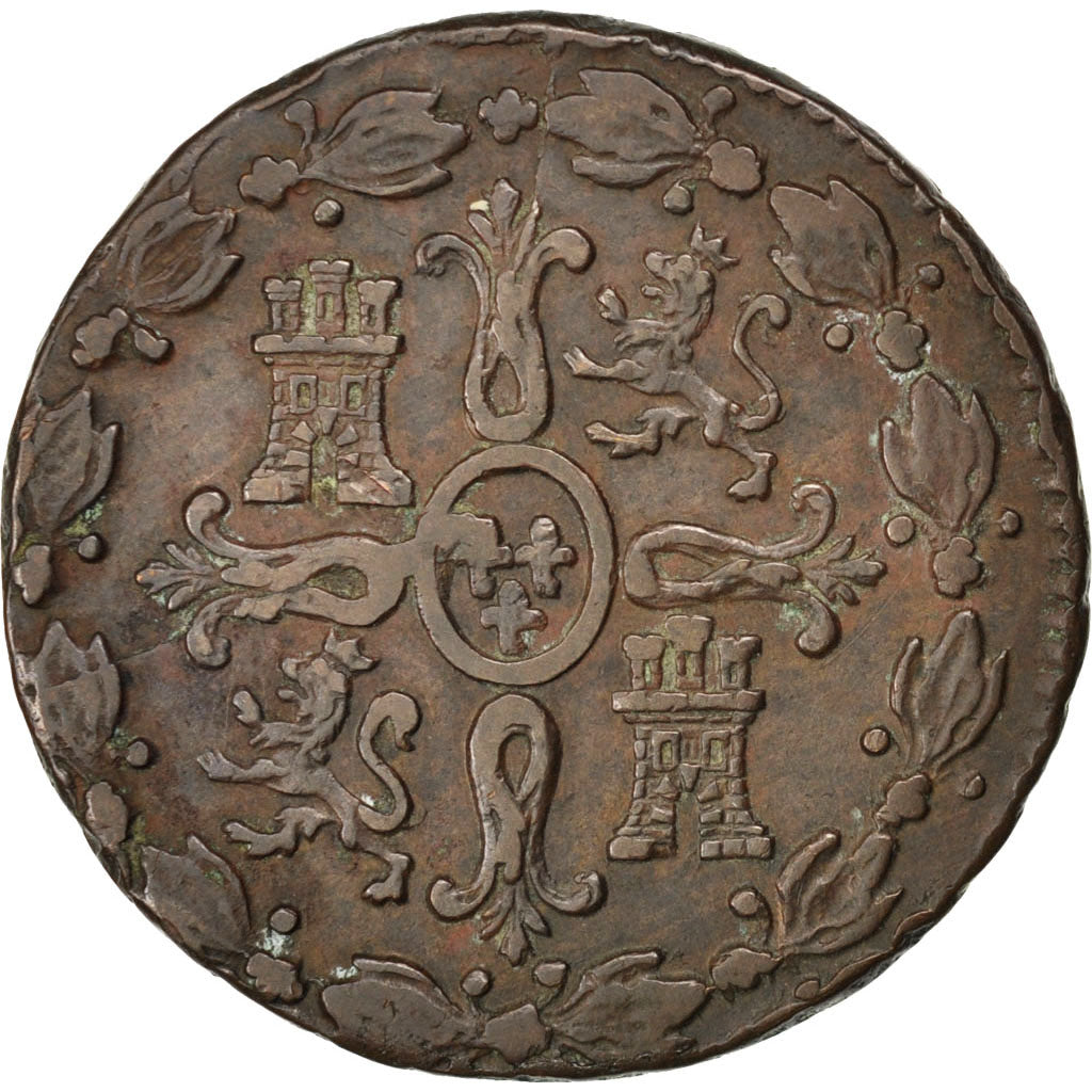 SPAIN, 8 Maravedis, 1832, Segovia, KM #486.1, VF(30-35), Copper, 11.66