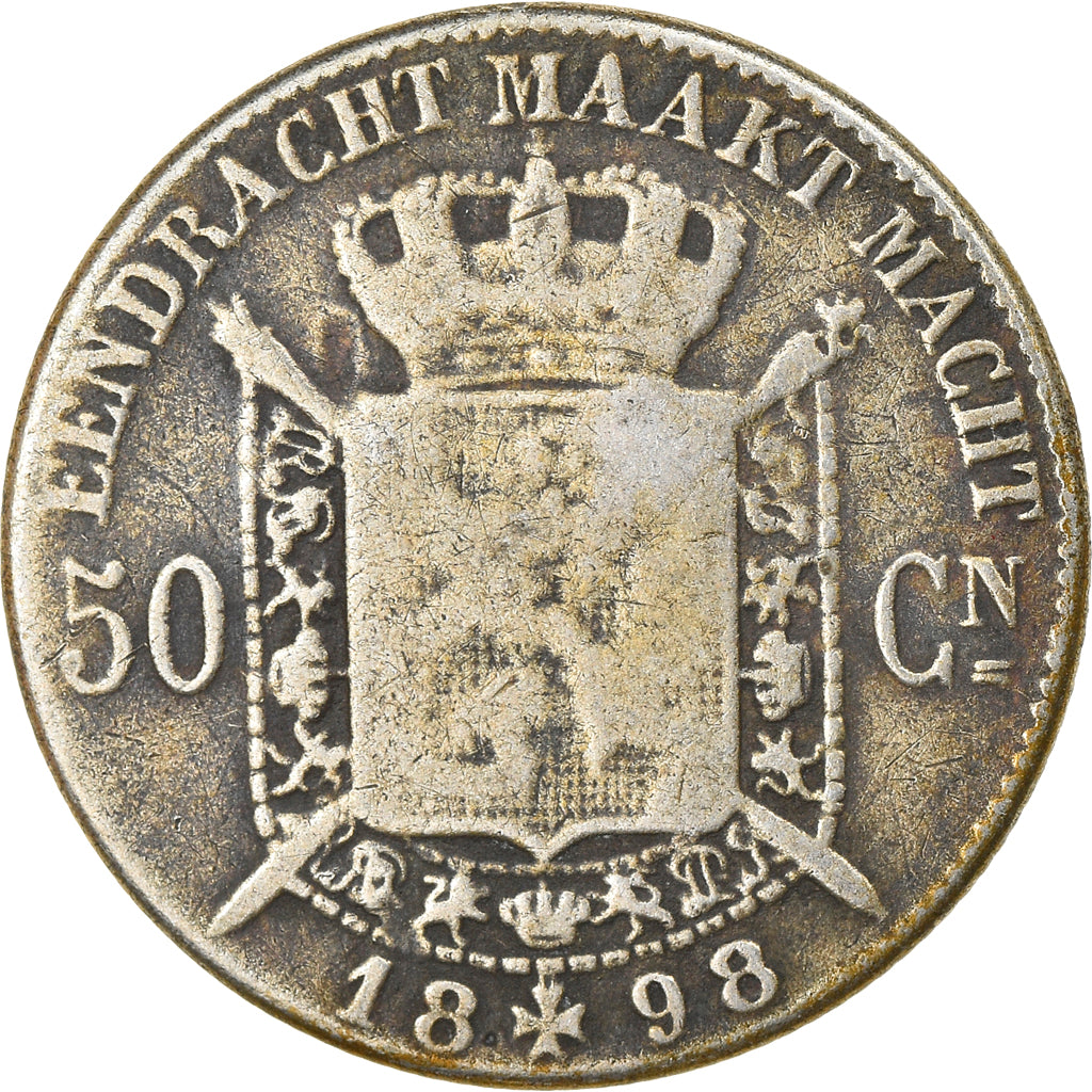 Coin, Belgium, Leopold II, 50 Centimes, 1898, VF(20-25), Silver, KM:27