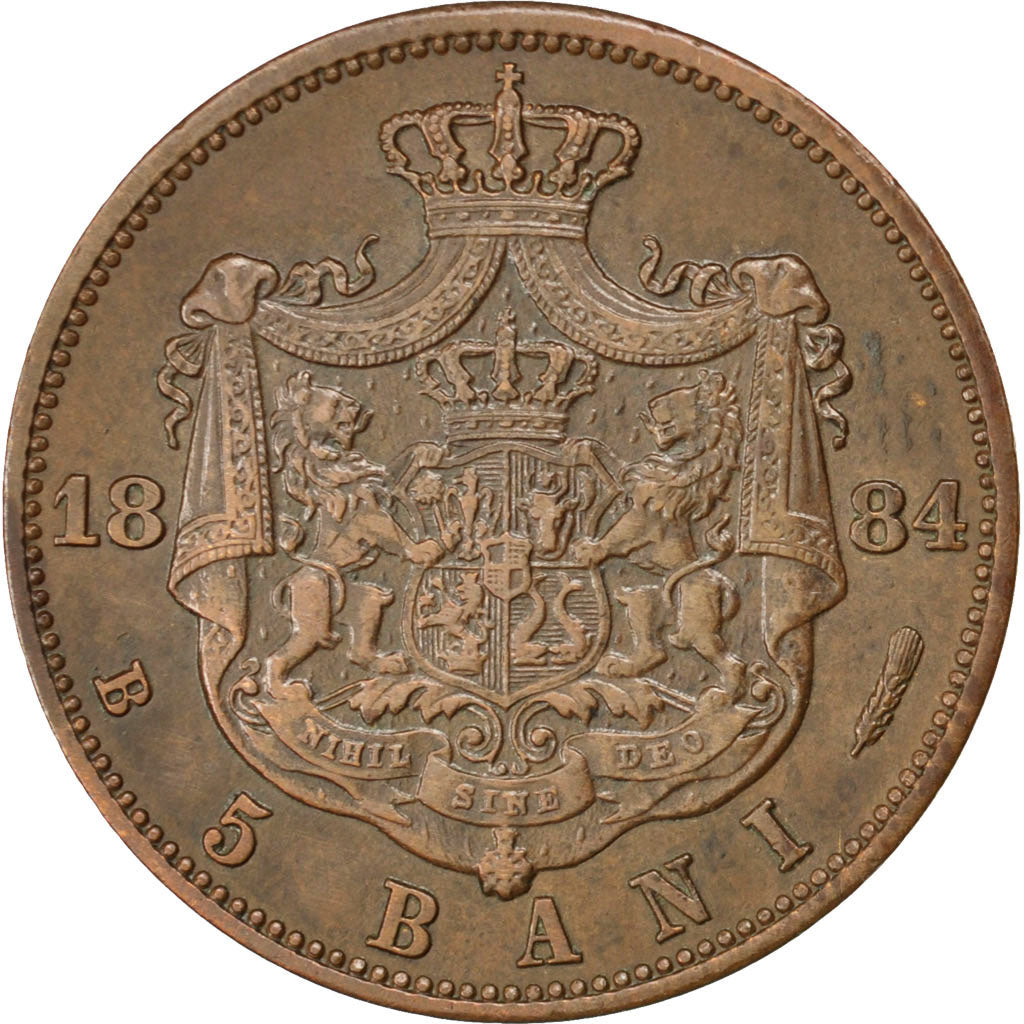 ROMANIA, 5 Bani, 1884, Bucarest, KM #19, EF(40-45), Copper, 4.99